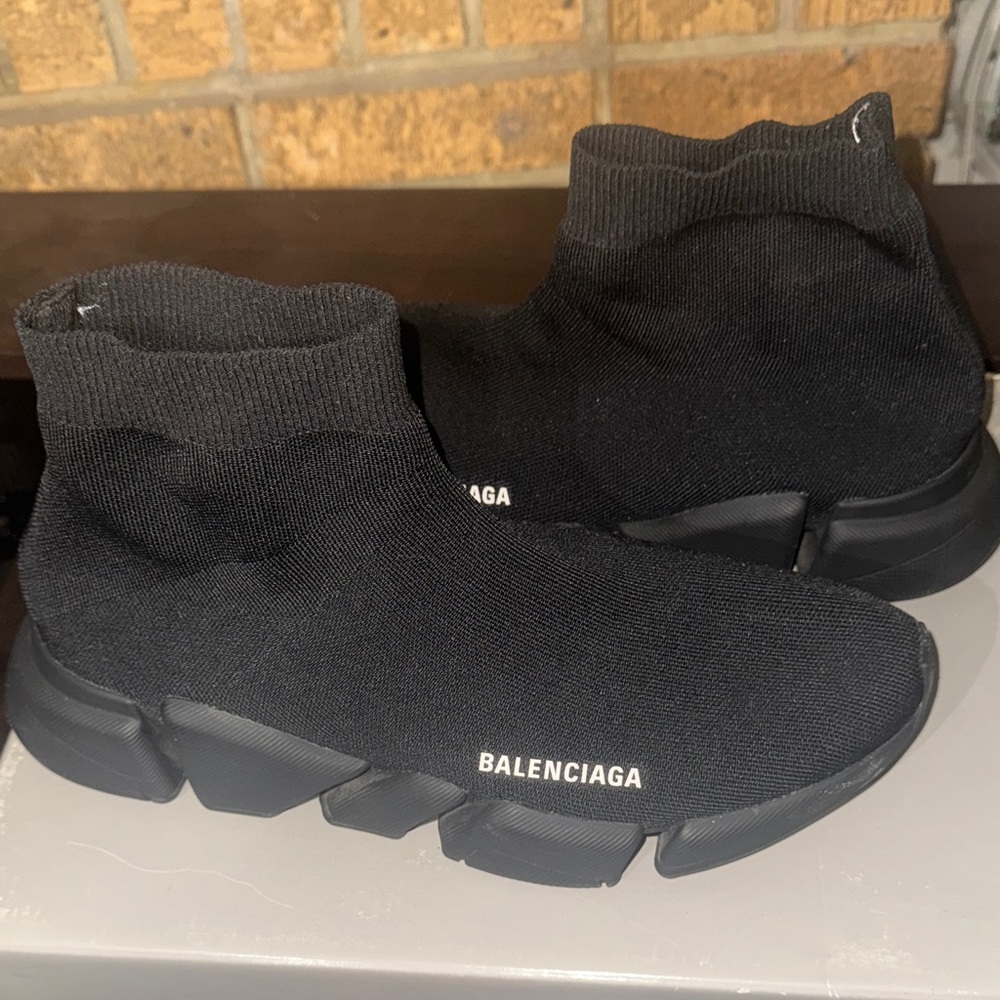 Balenciaga Black Knit High-Top Sneakers